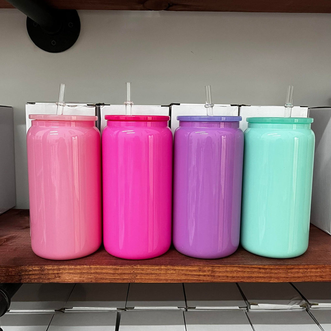 16oz Glossy Colored Glass Cans