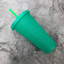 Load image into Gallery viewer, 24oz Green Glitter Cold Cups
